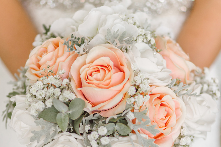 close up of pink roses bouquet